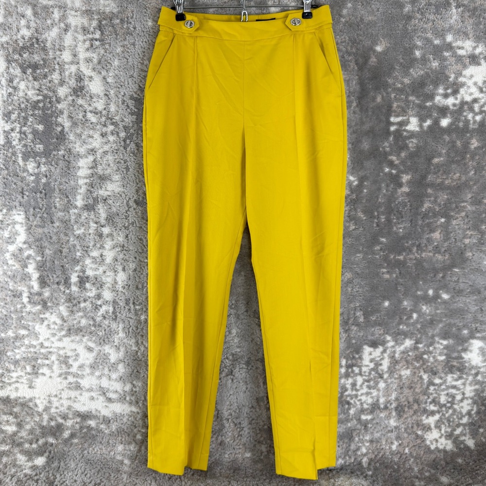 New Karen Millen Size 6 Polished High Waist Dart Detail Trouser Yellow Women